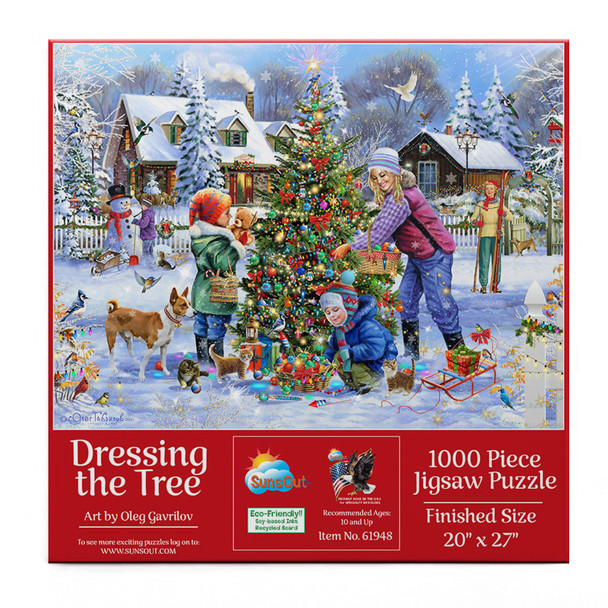 SUNSOUT INC - Dressing the Tree - 1000 pc Jigsaw Puzzle by Oleg Gavrilov - Finished Size 20" x 27" - MPN# 61948