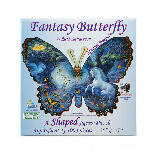 SUNSOUT INC - Fantasy Butterfly - 1000 pc Special Shape Jigsaw Puzzle by Artist: Ruth Sanderson - Finished Size 24" x 35" - MPN# 95330 SUNSOUT INC - Fantasy Butterfly - 1000 pc Special Shape Jigsaw Puzzle by Artist: Ruth Sanderson - Finished Size 24" x 35" - MPN# 95330