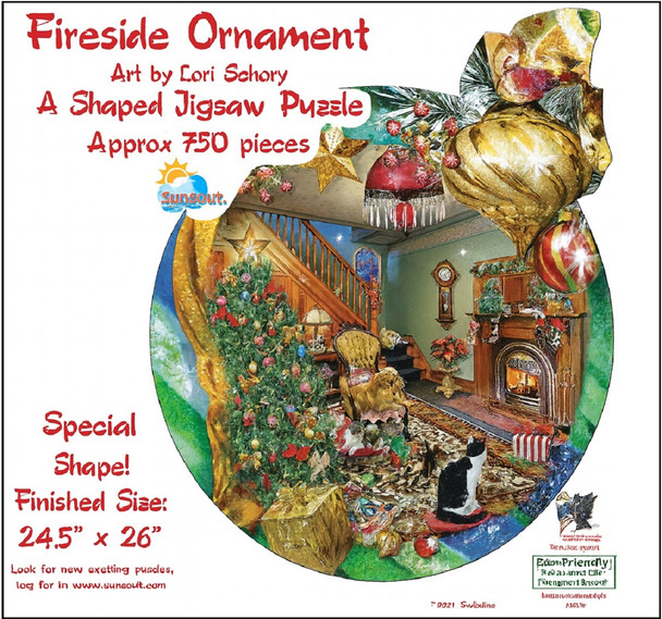 SUNSOUT INC - Fireside Ornament - 750 pc Shaped Jigsaw Puzzle by Artist: Lori Schory - MPN# 95028