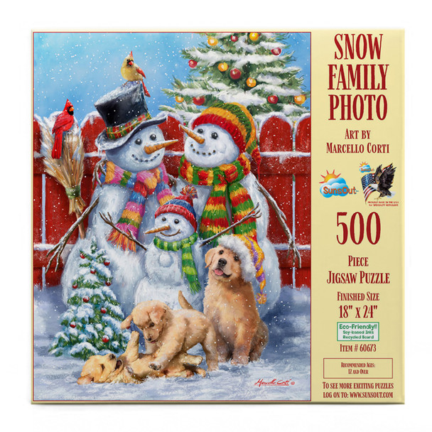 SUNSOUT INC - Snow Family Photo - 500 pc Jigsaw Puzzle by Artist: Marcello Corti - Finished Size 20" x 27" - MPN# 60673