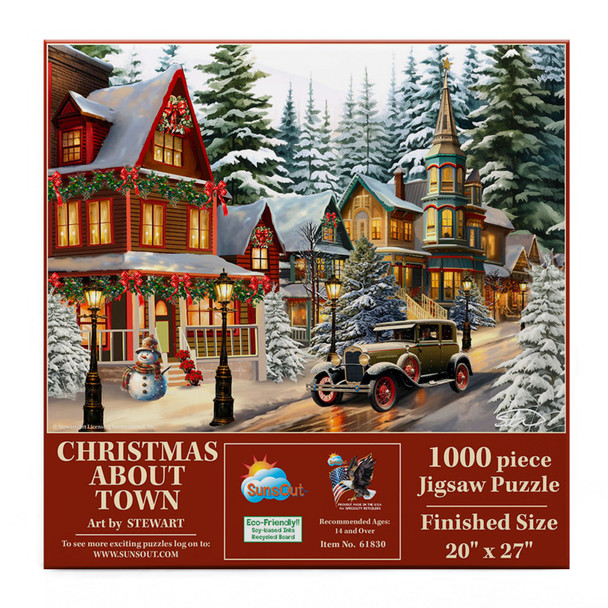 SUNSOUT INC - Christmas About Town - 1000 pc Jigsaw Puzzle by Artist: Stewart - Finished Size 20" x 27" - MPN# 61830