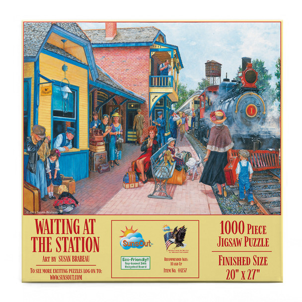 SUNSOUT INC - Waiting at the Station - 1000 pc Jigsaw Puzzle by Artist: Susan Brabeau - MPN# 44257
