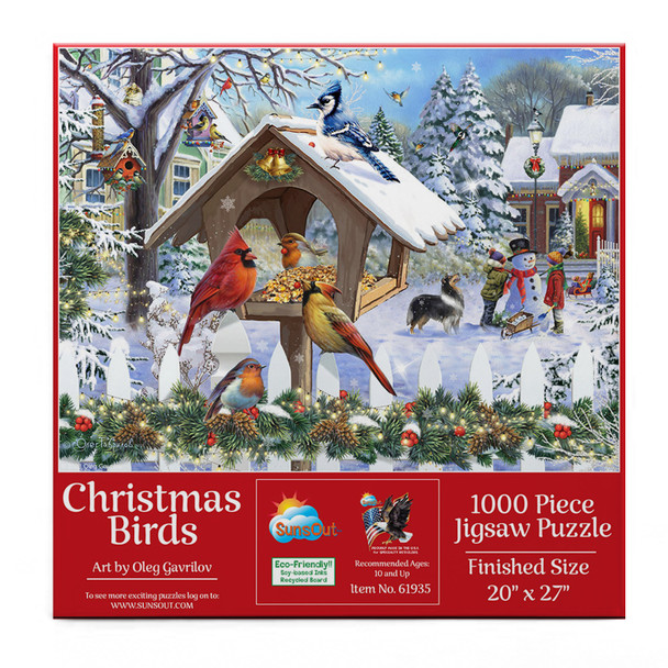 SUNSOUT INC - Christmas Birds - 1000 pc Jigsaw Puzzle by Oleg Gavrilov - Finished Size 20" x 27" - MPN# 61935
