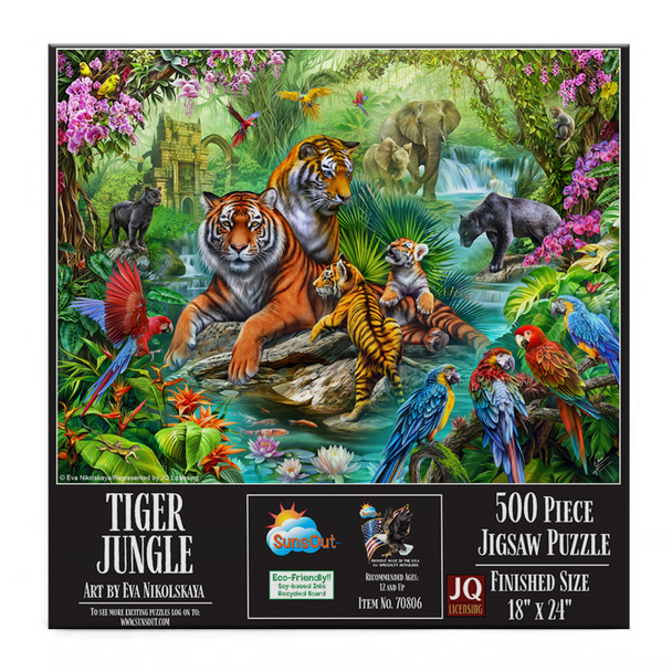 SUNSOUT INC - Tiger Jungle - 500 pc Jigsaw Puzzle by Artist: Eva Nikolskaya - MPN # 70806