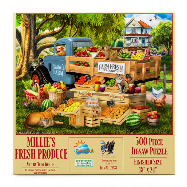 SUNSOUT INC - Millie's Fresh Produce - 500 pc Jigsaw Puzzle by Artist: Tom Wood - MPN # 28584