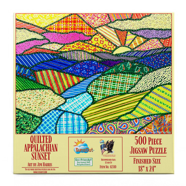 SUNSOUT INC - Quilted Appalachian Sunset - 500 pc Jigsaw Puzzle by Artist: Jim Harris - MPN # 42310