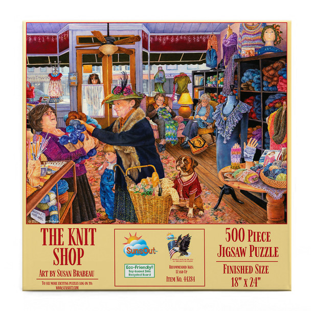 SUNSOUT INC - The Knit Shop - 500 pc Jigsaw Puzzle by Artist: Susan Brabeau - MPN # 44284
