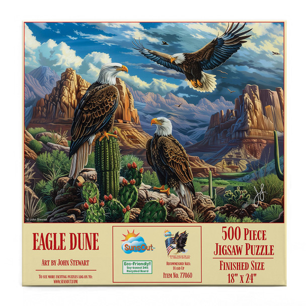 SUNSOUT INC - Eagle Dune - 500 pc Jigsaw Puzzle by Artist: John Stewart - Finished Size 18" x 24" - MPN# 77060