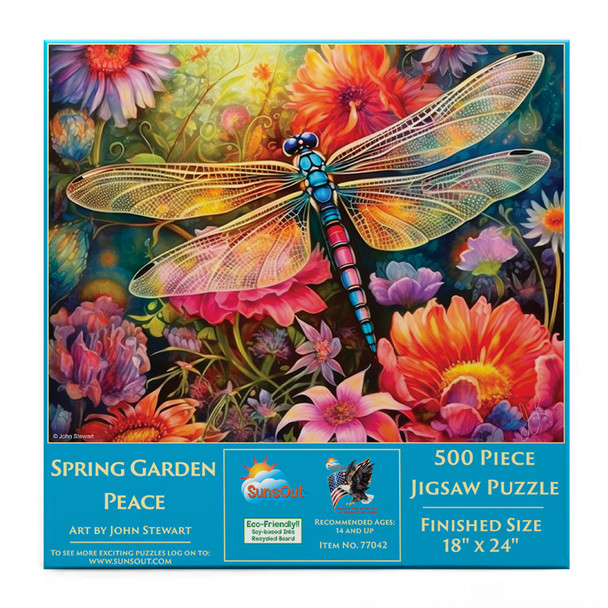 SUNSOUT INC - Spring Garden Peace - 500 pc Jigsaw Puzzle by Artist: John Stewart - Finished Size 18" x 24" - MPN# 77042