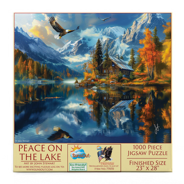 SUNSOUT INC - Peace on the Lake - 1000 pc Jigsaw Puzzle by Artist: John Stewart - Finished Size 23" x 28" - MPN# 77070 SUNSOUT INC - Peace on the Lake - 1000 pc Jigsaw Puzzle by Artist: John Stewart - Finished Size 23" x 28" - MPN# 77070