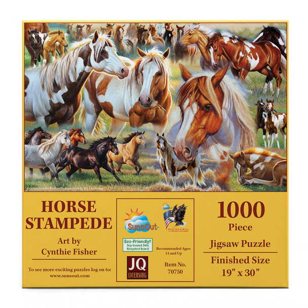 SUNSOUT INC - Horse Stampede - 1000 pc Jigsaw Puzzle by Artist: Cynthie Fisher - MPN # 70750