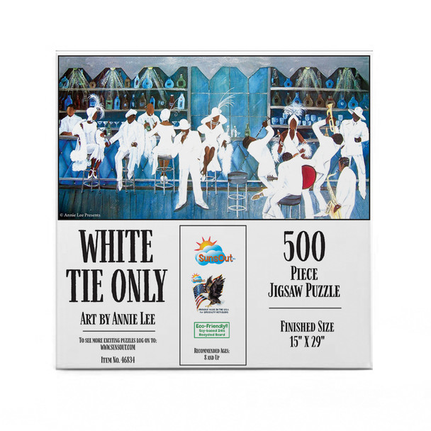 SUNSOUT INC - White Tie Only - 500 pc Jigsaw Puzzle by Artist: Annie Lee - Finished Size 15" x 29" - MPN# 46834