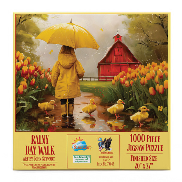 SUNSOUT INC - Rainy Day Walk - 1000 pc Jigsaw Puzzle by Artist: John Stewart - Finished Size 20" x 27" - MPN# 77085