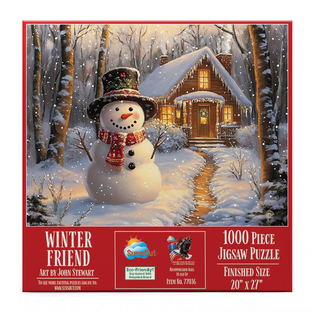 SUNSOUT INC - Winter Friend - 1000 pc Jigsaw Puzzle by Artist: John Stewart - Finished Size 20" x 27" - MPN# 77036