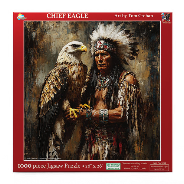 SUNSOUT INC - Chief Eagle - 1000 pc Jigsaw Puzzle by Artist: Tom Crehan - Finished Size 26" x 26" - MPN# 52712