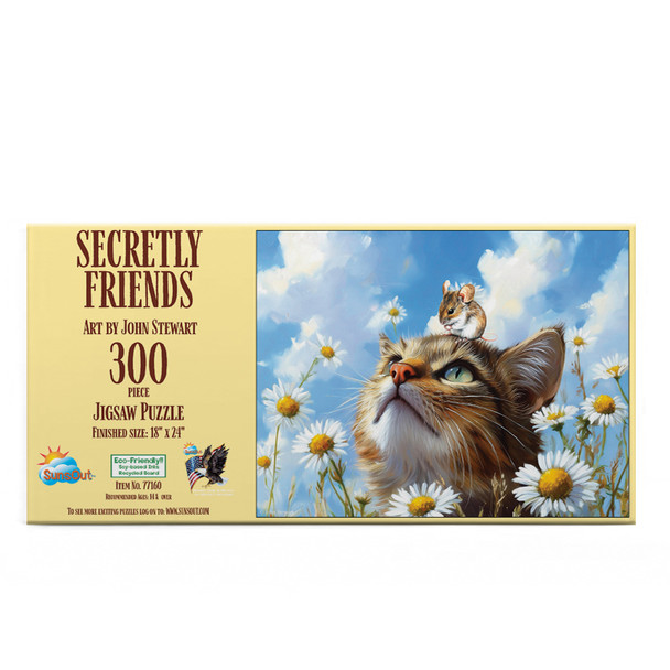 SUNSOUT INC - Secretly Friends - 300 pc Jigsaw Puzzle by Artist: John Stewart - Finished Size 24" x 35" - MPN# 77160