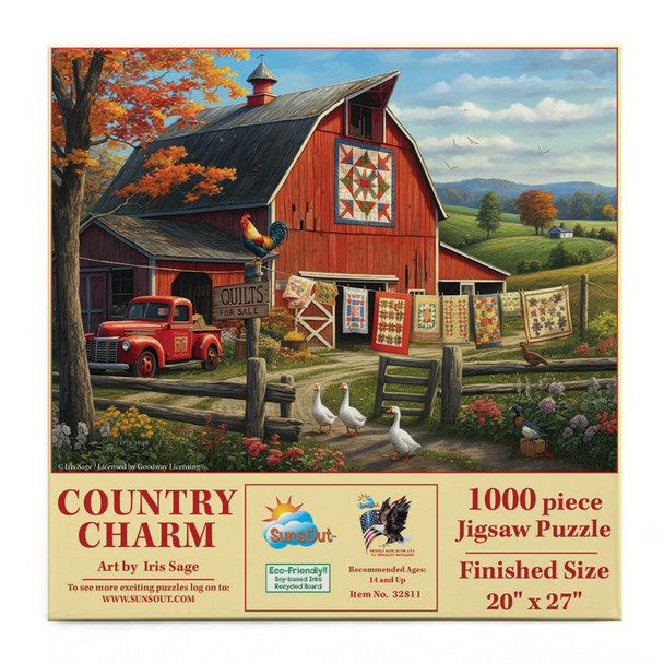 SUNSOUT INC - Country Charm - 1000 pc Jigsaw Puzzle by Artist: Iris Sage - Finished Size 20" x 27" - MPN# 32811