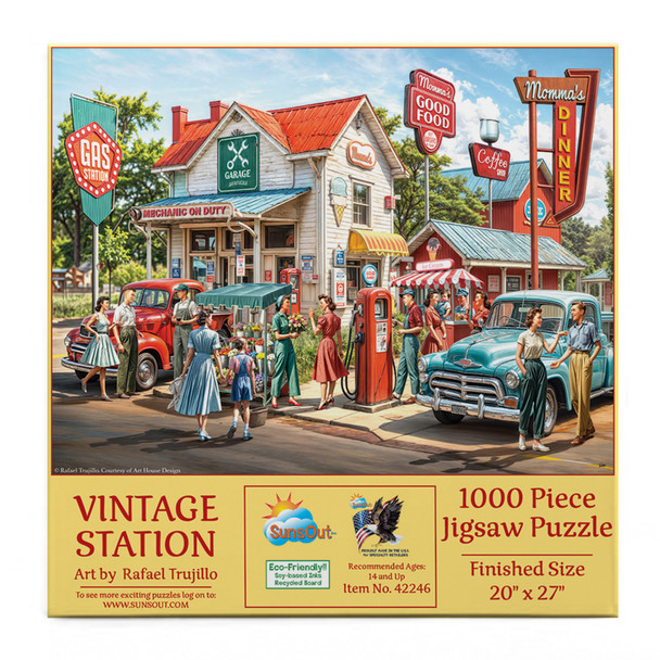 SUNSOUT INC - Vintage Station - 1000 pc Jigsaw Puzzle by Artist: Rafael Trujillo - Finished Size 20" x 27" - MPN# 42246
