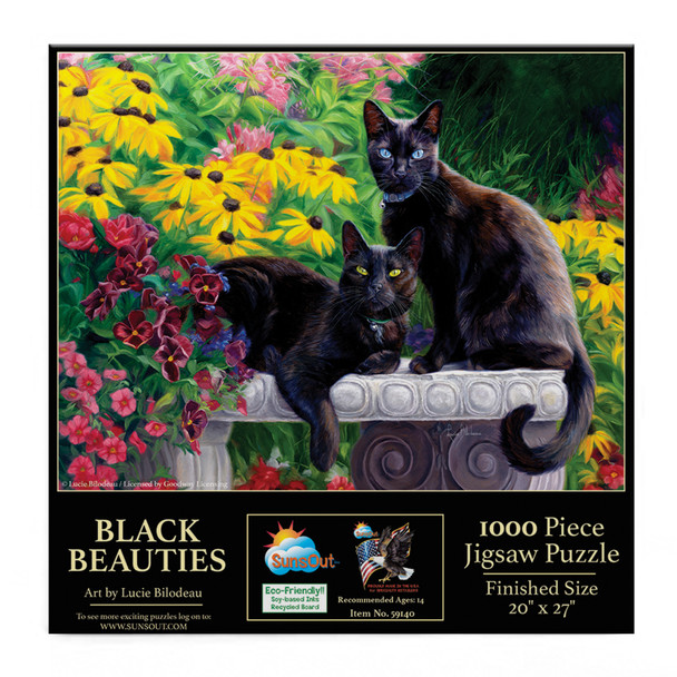 SUNSOUT INC - Black Beauties - 1000 pc Jigsaw Puzzle by Artist: Lucie Bilodeau - Finished Size 18" x 24" - MPN# 59140