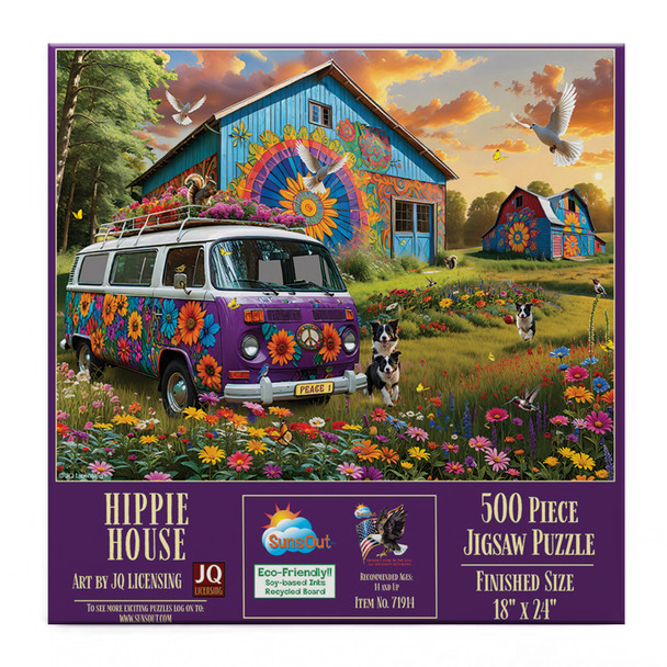 SUNSOUT INC - Hippie House - 500 pc Jigsaw Puzzle by Artist: JQ Licensing - Finished Size 20" x 27" - MPN# 71914
