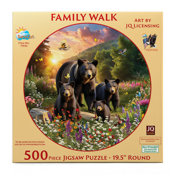 SUNSOUT INC - Family Walk - 500 pc Round Jigsaw Puzzle by Artist: JQ Licensing - Finished Size 20" x 27" - MPN# 71932