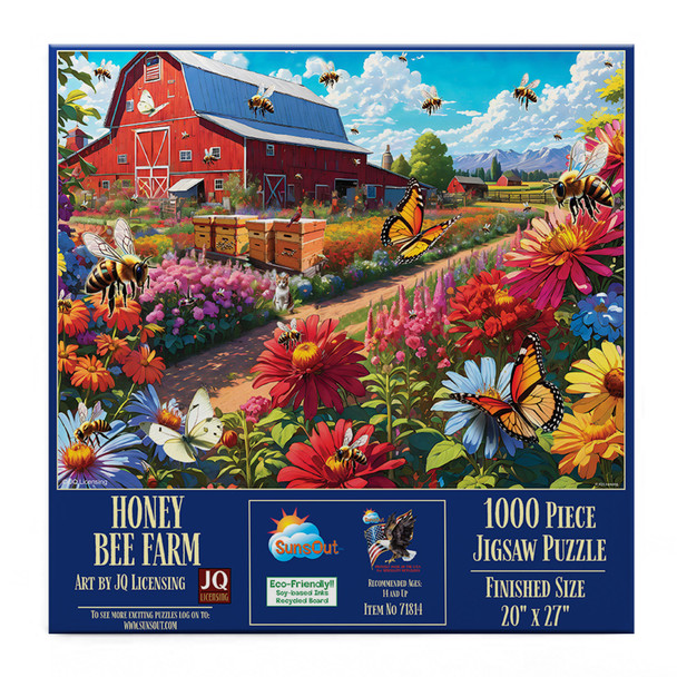 SUNSOUT INC - Honey Bee Farm - 1000 pc Jigsaw Puzzle by Artist: JQ Licensing - Finished Size 20" x 27" - MPN# 71814