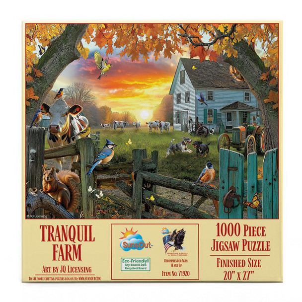 SUNSOUT INC - Tranquil Farm - 1000 piece Jigsaw Puzzle for Adults by Artist: JQ Licensing - Finished Size 20" x 27" - MPN# 71920