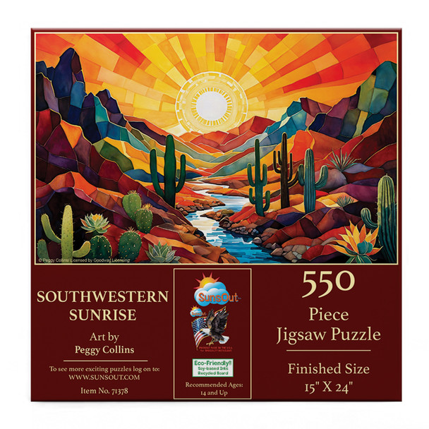 SUNSOUT INC - Southwestern Sunrise 550 piece Jigsaw Puzzle for Adults by Artist: Peggy Collins - Finished Size 15" x 24" - MPN# 71378