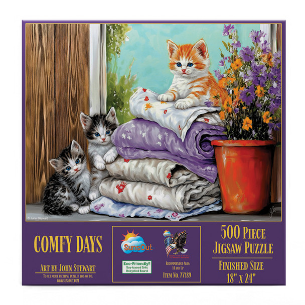 SUNSOUT INC - Comfy Days - 500 piece Jigsaw Puzzle for Adults by Artist: John Stewart - Finished Size 18" x 24" - MPN# 77189