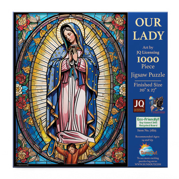 SUNSOUT INC - Stained Glass Our Lady 1000 piece Jigsaw Puzzle for Adults by Artist: JQ Licensing - Finished Size 20" x 27" - MPN# 71825 SUNSOUT INC - Stained Glass Our Lady 1000 piece Jigsaw Puzzle for Adults by Artist: JQ Licensing - Finished Size 20" x 27" - MPN# 71825