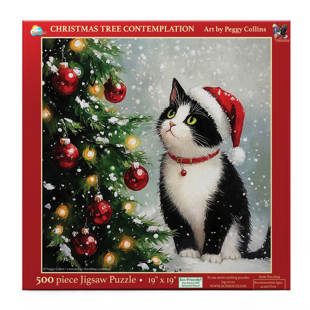 SunsOut Christmas Tree Contemplation 500 Piece Jigsaw Puzzle for Adults - Finished Size: 19" x 19" by Artist: Peggy Collins