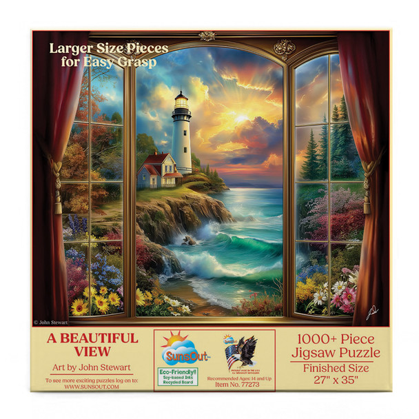 Sunsout A Beautiful View 1000 Piece Jigsaw Puzzle for Adults - Large Pieces - Finished Size: 27" x 35" by Artist: John Stewart