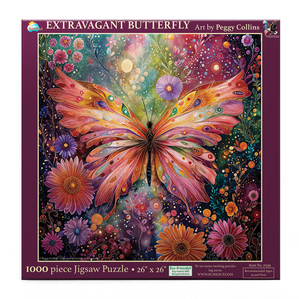 Sunsout Extravagent Butterfly 1000 Piece Jigsaw Puzzle for Adults - Finished Size: 26" x 26" by Artist: Peggy Collins