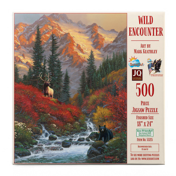 Sunsout Wild Encounter 500 Piece Jigsaw Puzzle for Adults - Finished Size: 18" x 24" by Artist: Mark Keathley