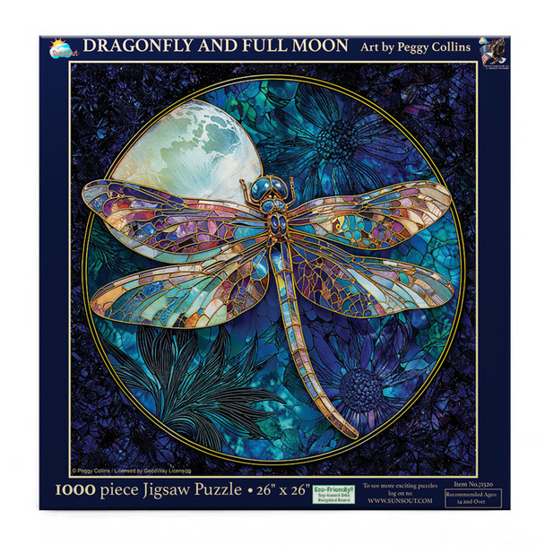 Sunsout Dragonfly and Full Moon 1000 Piece Jigsaw Puzzle for Adults - Finished Size: 26" x 26" by Artist: Peggy Collins