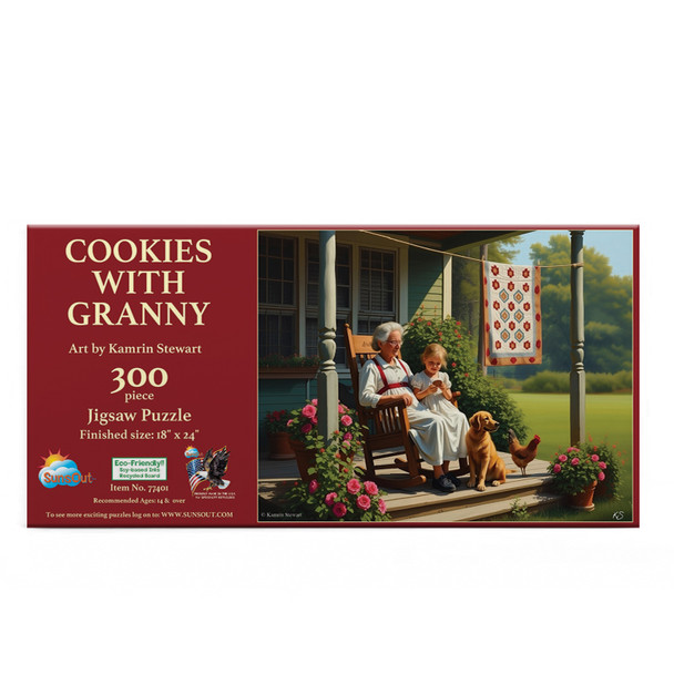 Sunsout Cookies with Granny 300 Piece Jigsaw Puzzle for Adults - Finished Size: 18" x 24" by Artist: Kamrin Stewart
