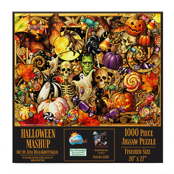 Sunsout Halloween Mashup 1000 Piece Jigsaw Puzzle for Adults - Finished Size: 20" x 27" by Artist: Jenna DellaGrottaglia