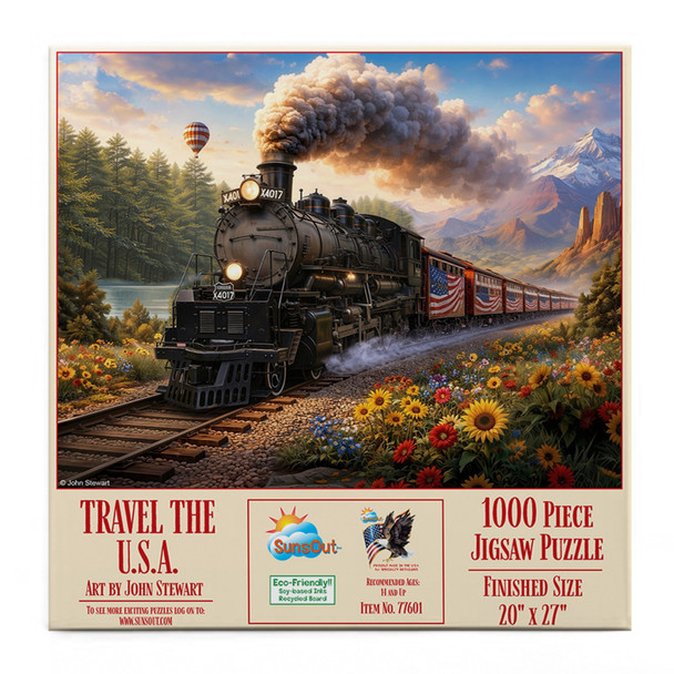 Sunsout Travel the U.S.A. 1000 Piece Jigsaw Puzzle for Adults - Finished Size: 20" x 27" by Artist: John Stewart
