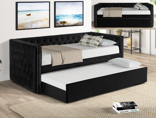 Trina Black Daybed with Trundle