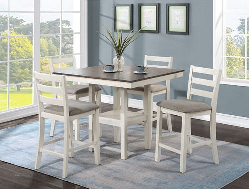 Tahoe 5-pc Counter Height Table Chalk Grey