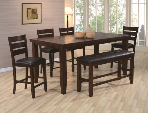 Bardstown 6-Pc Counter Height w/Bench Dark Wood Dining Set