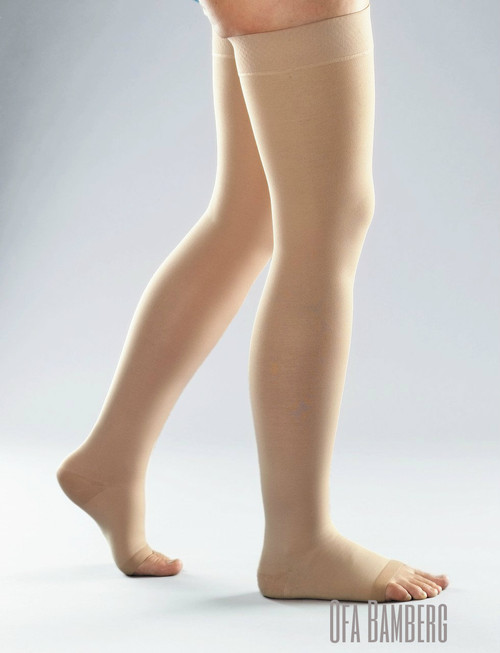 Lastofa Memory Standard Thigh High Stockings - with griptop 