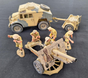 KCEA085-087-088-090-091(BR) 25pd Gun + 5 crew and Quad w/ trailer (British) KCEA085-087-088-090-091(BR) 25pd Gun + 5 crew and Quad w/ trailer (British)