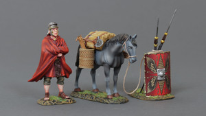 TGROM186A Roman Legionnaire With Pony and Red Shield
