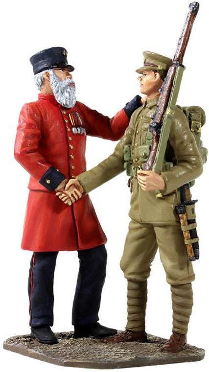 BR23059 The Veteran's Farewell - 19th Century Veteran Sending Young Lad to War in the 20th Century - Two figure set in box