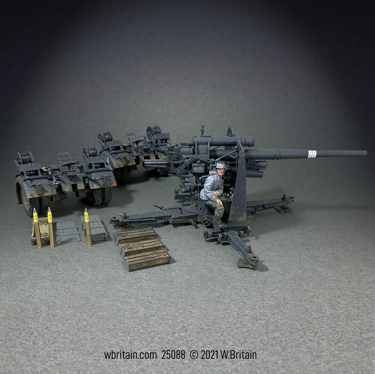 BR25088 German 88mm Flak 36/37 Overall Grey Gun and Carriage - 12 piece set in box