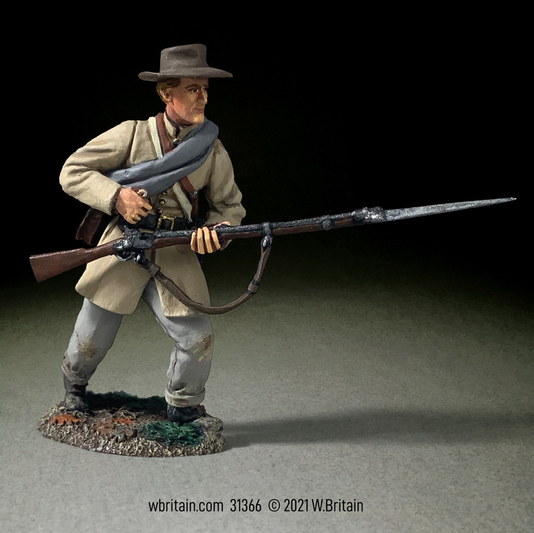 BR31366 Confederate Infantry in Frock Coat Reaching for Cap, No.2 - Single figure in box