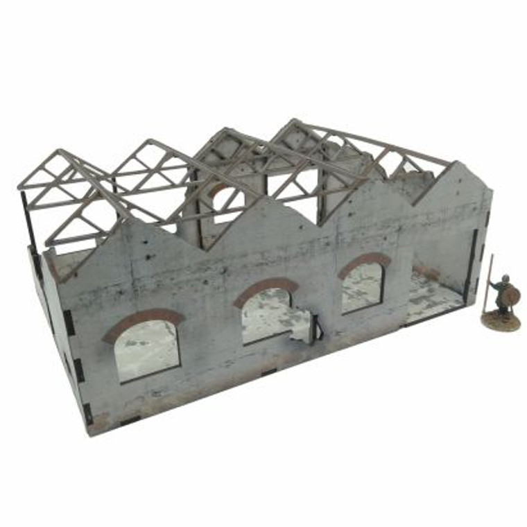 BAL28H0081 Ruined Factory - 28mm (TTR) (Variants) Brick Windows