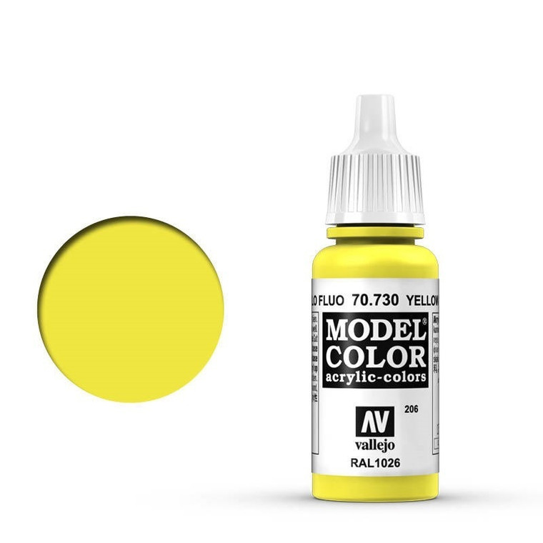 AV70730 Vallejo Model Colour #206 Fluorescent Yellow 17 ml Acrylic Paint [70730]