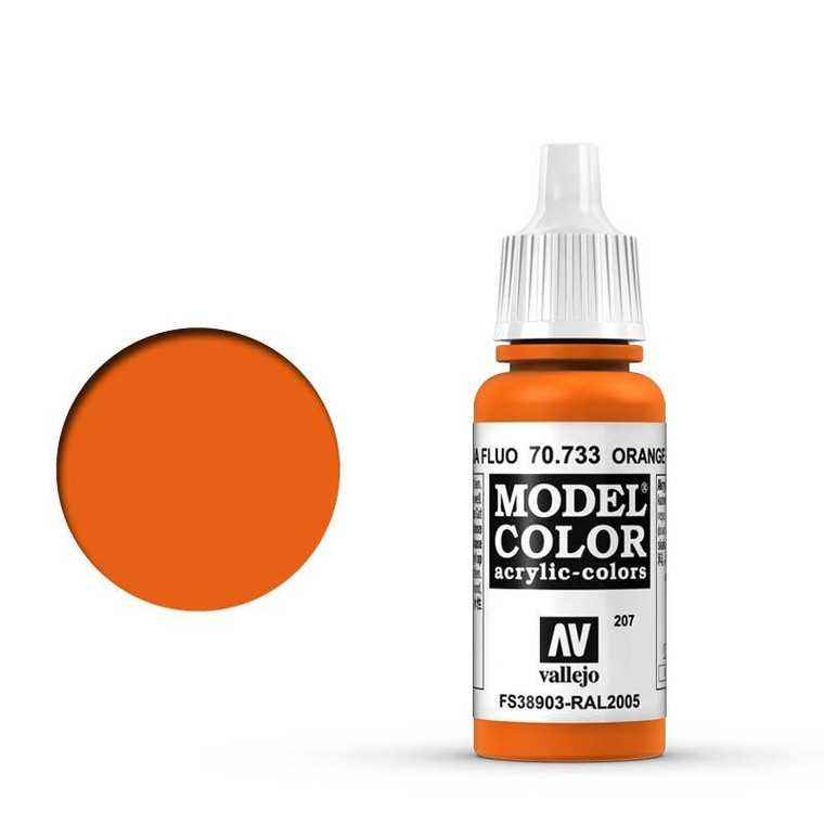 AV70733 Vallejo Model Colour #207 Fluorescent Orange 17 ml Acrylic Paint [70733]